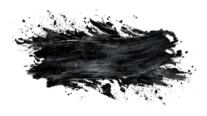 Black ink brush banner isolated PNG sticker — high resolution hand-painted brushstroke with bold textured edges, transparent background cutout style perfect for overlays, modern posters, web design