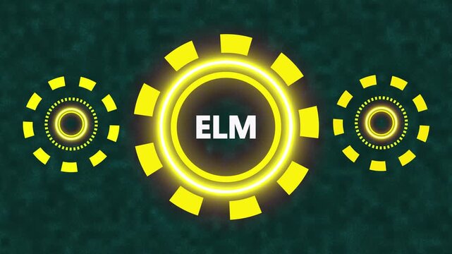 Glowing neon line yellow circle animation. EIM Enterprise information management system.