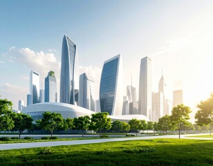 Obraz premium Minimalist Futuristic Cityscape with Geometric Architecture