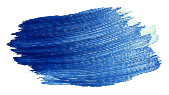 Blue watercolor paint brush strokes isolated on transparent background — high-resolution PNG cutout with realistic pigment texture for clean clipping, overlays, banners, labels and web headers