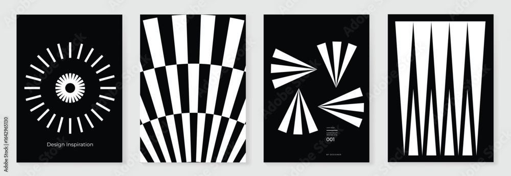 Canvas Prints abstract monochrome poster background vector set. modern cover template with black and white perspec