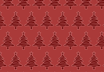 Obraz premium Patrón de silueta de árbol de navidad en fondo rojo