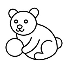 Obraz premium Black Outline Printable Bear Sitting by a Campfire