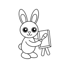 black outline printable chick holding a flower