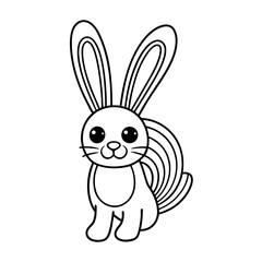 Fototapeta premium Black Outline Printable Bunny with a Basket of Flowers