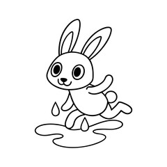 Obraz premium Black Outline Printable Bunny Watching Falling Leaves