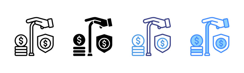 Retirement Plan icon set multiple style collection