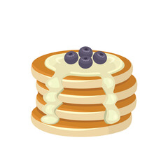 Blueberry milk pancake. Home made pancake. Delicious dessert food. Street food.