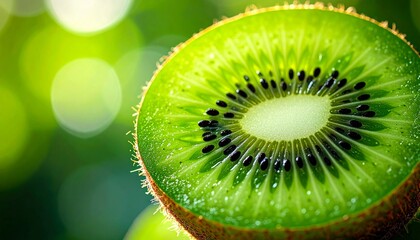 Juicy Tropical Kiwi Fruit Perfectly Sliced to Show Fresh Green Flesh Packed with Natural Vitamins