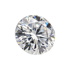 Brilliant cut diamond with many facets reflecting light isolated on a transparent background gemstone