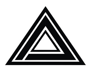 A geometric triangle shape in black and white creates an abstract design