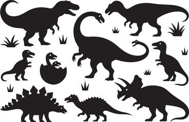 Silhouette Dinosaurs Seamless Pattern Design Featuring Various Species and a Prehistoric Aesthetic Perfect for Childrens Products and Educational Materials