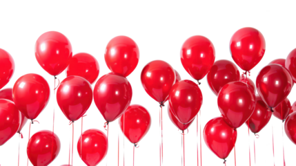 red party balloons isolated on white or transparent png