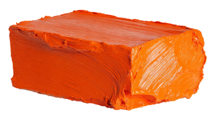 High-resolution orange paint block isolated on transparent background — bold acrylic brushstroke style PNG cutout with clean edges, perfect for modern graphic design, overlays, web banners, labels