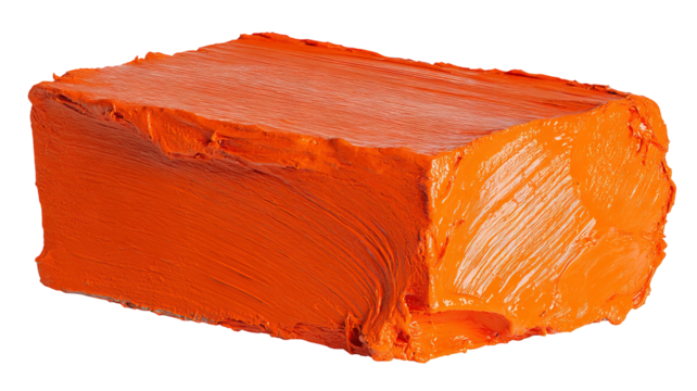 High-resolution orange paint block isolated on transparent background — bold acrylic brushstroke style PNG cutout with clean edges, perfect for modern graphic design, overlays, web banners, labels