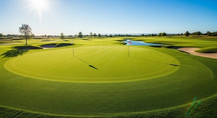 Obraz premium Fine Golf-Course-Style Grass Under Clear Midday Sun