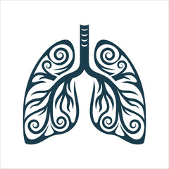 Stylized Lungs Illustration: Respiratory Health Concept Respiratory Trainer Lungs with airflow swirls