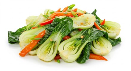 新鮮な青梗菜炒め 彩り豊かに輝く 食欲をそそる一品. AI Generated