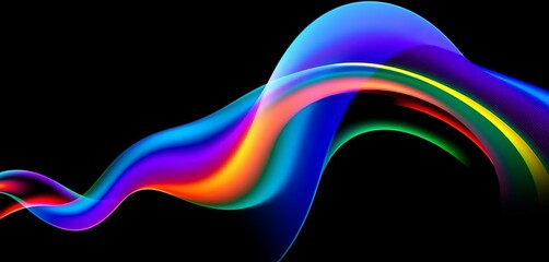 Bold colorful sound waves flow dynamically across a sleek dark background,  audio waves,  illustration