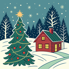 Christmas winter landscape background design for invitation, cards, social post, ad, cover, sale banner and invitation