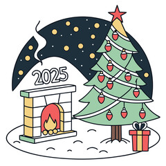 Christmas background winter landscape design for invitation, cards, social post, ad, cover, sale banner and invitation