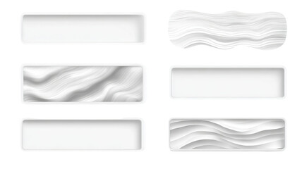 Wavy-edge rectangle frames set — undulated border shapes, empty text boxes and sticker labels, high-resolution transparent PNG cutouts for overlays, social posts, invitations and web banners