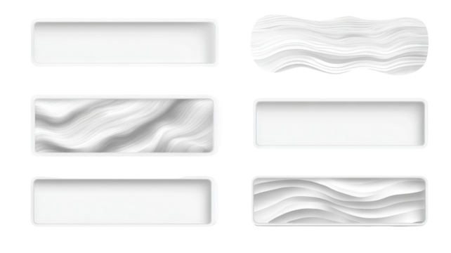 Wavy-edge rectangle frames set — undulated border shapes, empty text boxes and sticker labels, high-resolution transparent PNG cutouts for overlays, social posts, invitations and web banners