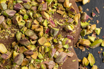 pistachios for cooking , chopped into pieces crispy pistachios fried with salt