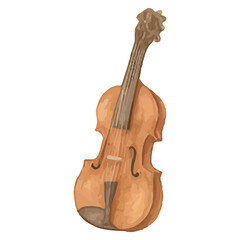 Fototapeta premium Classic Violin Illustration – Hand-Drawn Wooden String Instrument with Curved Body