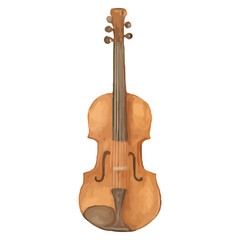 Obraz premium Violin Illustration – Hand-Drawn Classical String Instrument with Wooden Body and Four Pegs