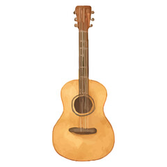 Obraz premium Acoustic Guitar Illustration – Hand-Drawn Six-String Wooden Instrument with Curved Body