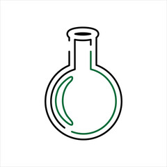 Round Bottom Flask with Green Liquid Outline