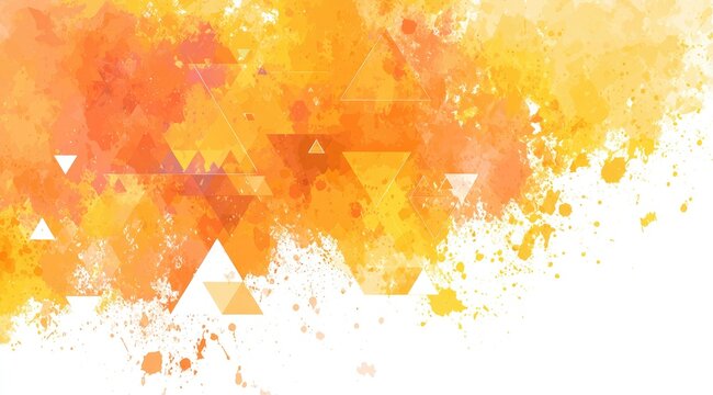 Abstract vibrant orange and yellow background with scattered triangles