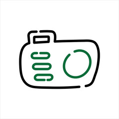 Green Rings and Black Outline Camera Icon 