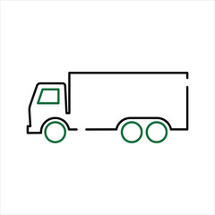 Green Wheels and Black Outline Delivery Truck Icon