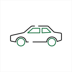 Green Wheels and Black Outline Car Icon 