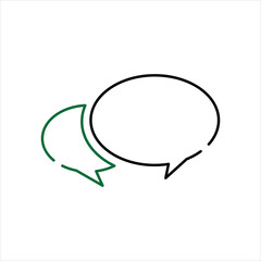 Green Arrow and Black Outline Speech Bubble Icon with Curved Arrow