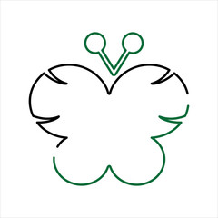 Green Antennae and Black Outline Butterfly Icon 