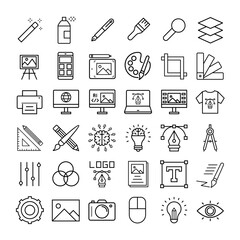 Graphic Design and Creativity Line Icons. Editable Stroke