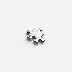 Fototapeta premium Single silver puzzle piece on white background