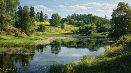 Fototapeta premium Tranquil Waterside Scene