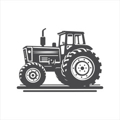 Obraz premium silhouette of a tractor illustration vector with black old tractor on white background