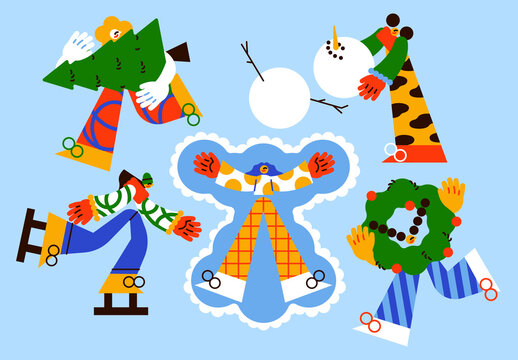 Blue Flat Winter Activity Asset Illustration