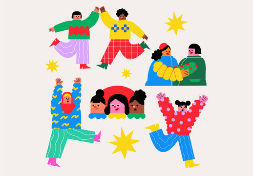 Colorful Flat Design Diversity Asset Illustration