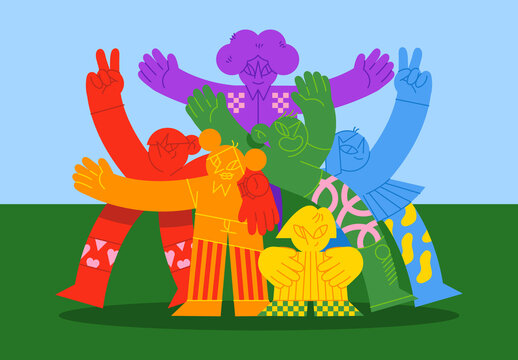 Green Flat Diversity Illustration