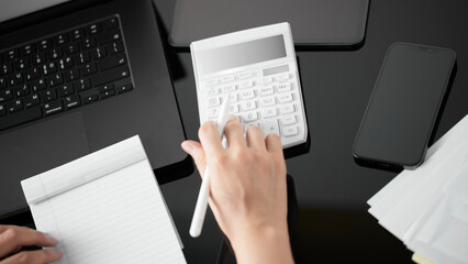 Business concept. A confident gesture by a female leader with leadership and innovative attitude.