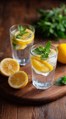 glass of water with lemon