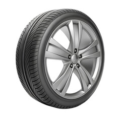 Obraz premium A detailed close up of a car tire and alloy wheel assembly isolated on transparent background