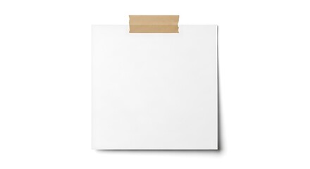 A blank white sheet of paper taped to a white background