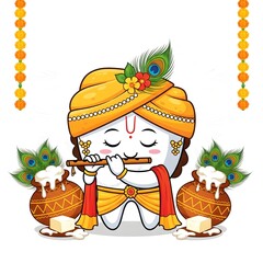 Happy Janmashtami with a Cute Tooth as Lord Krishna